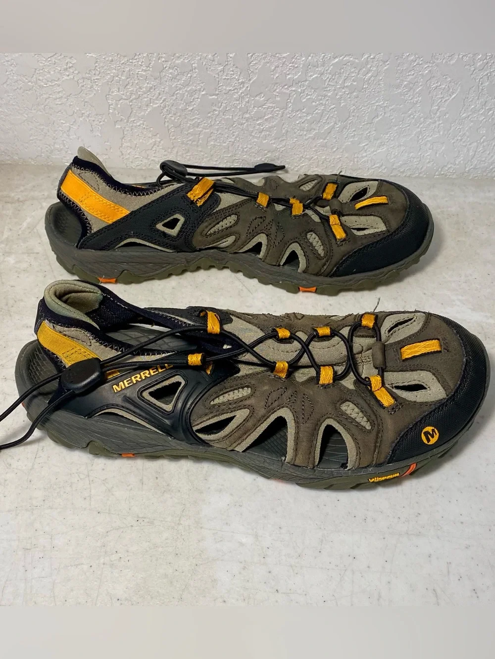 Merrell All Out Blaze Sieve Shoes Mens 9 Hiking Water Sandals Taupe Black Orange